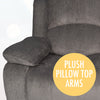 Chelsea Recliner Sofa with 2 Stainless Steal Cup Holders, Plush Fabric (Gray) - RM339