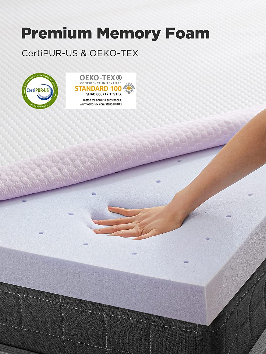 3 Inch Gel Memory Foam Mattress Topper for Pressure Relief, Premium Soft Mattress Topper for Cooling Sleep, Non-Slip Design with Removable & Washable Cover, CertiPUR-US Certified - Queen