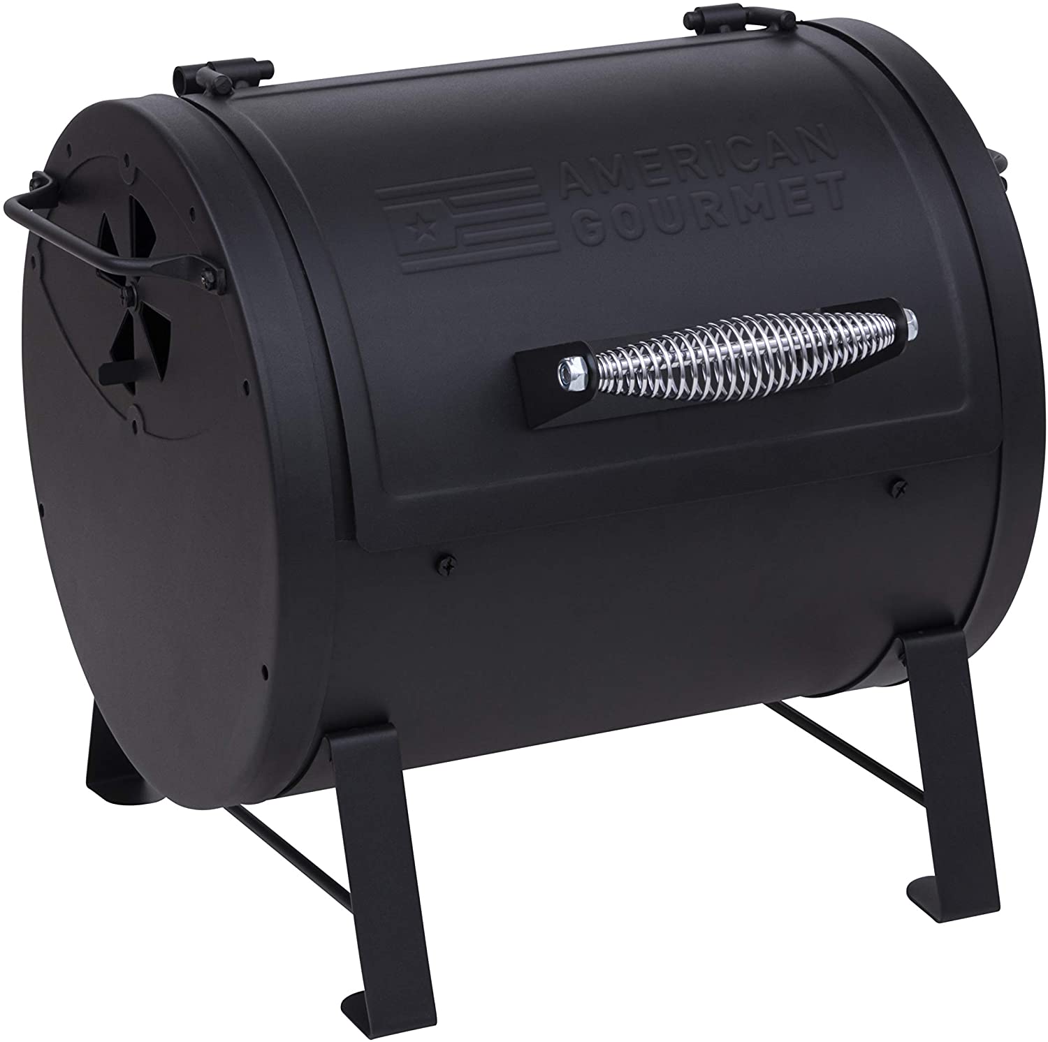 AMERICAN GOURMET 21201715 Portable Charcoal Barrel Grill, Black pt1097