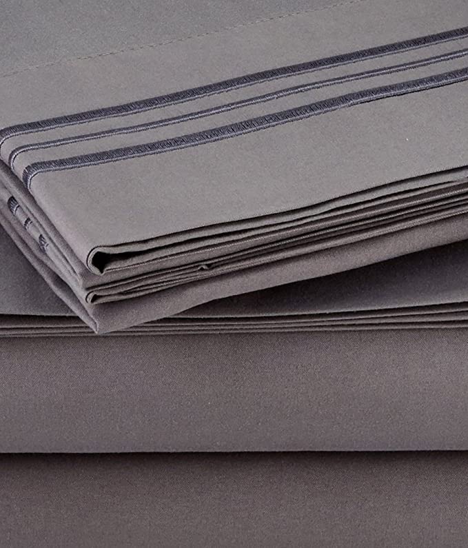 1800 Thread Count Sheet Set – Soft Egyptian Quality Brushed Microfiber Hypoallergenic Sheets – Luxury Bedding Set with Flat Sheet, Fitted Sheet, 2 Pillow Cases, Queen, Gray