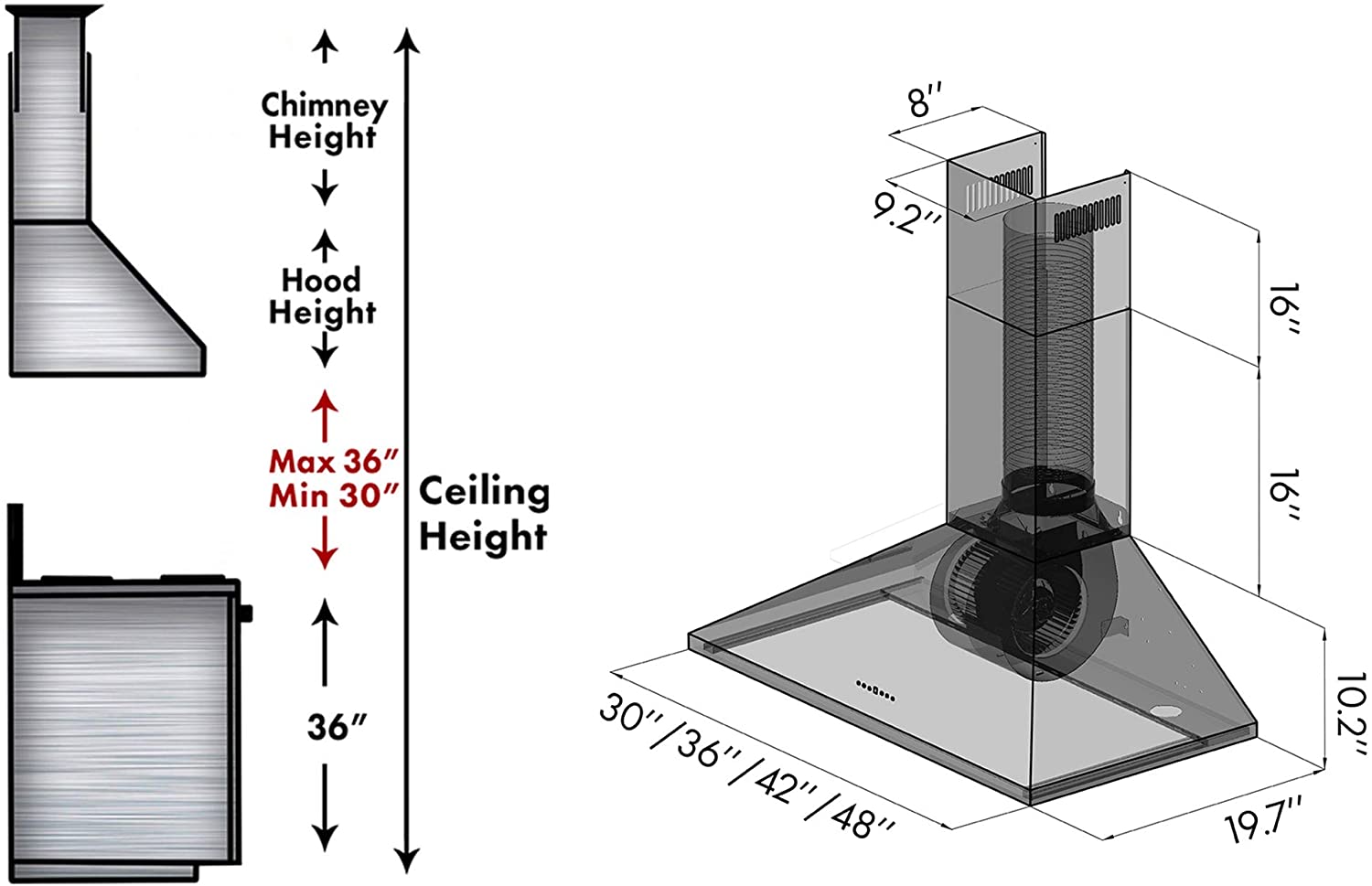 ZLINE 36" Wall Mounted Range Hood, Stainless Steel (#K6437)