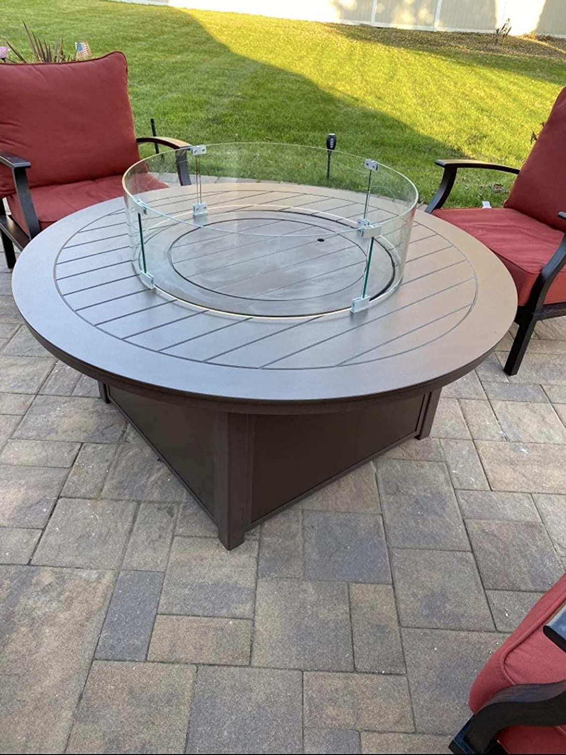 AMS Fire Pit Table Round Tempered Glass Wind Guard 30" x 8" H x 1/4" Thick - Fire Flame Guard