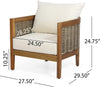 Burchett Teak Brown Removable Cushions Wood Outdoor Lounge Chair with White Cushion