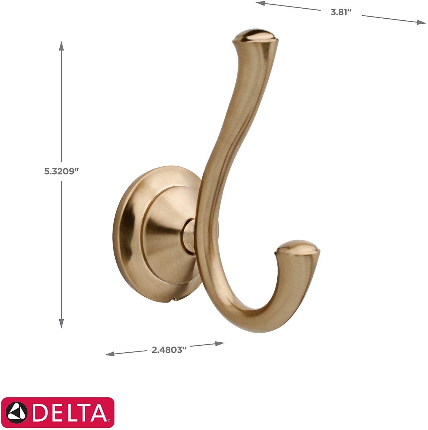 Delta Faucet Linden Towel Hook, Robe Hook Champagne Bronze Towel Holder for Bathroom, Bathroom Accessories, 79435-CZ (Set of 2) ss484