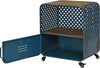Blue Chelsea Lattice End Table Cart, Side Table, Night Stand, Metal and Wood