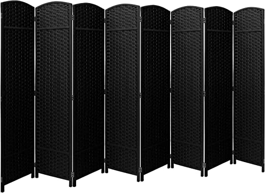 Room Divider Privacy Screen, 6 ft. Tall Extra Wide Foldable Panel Partition Wall Divider, Double Hinged Room Dividers and Folding Privacy Screens (Black)