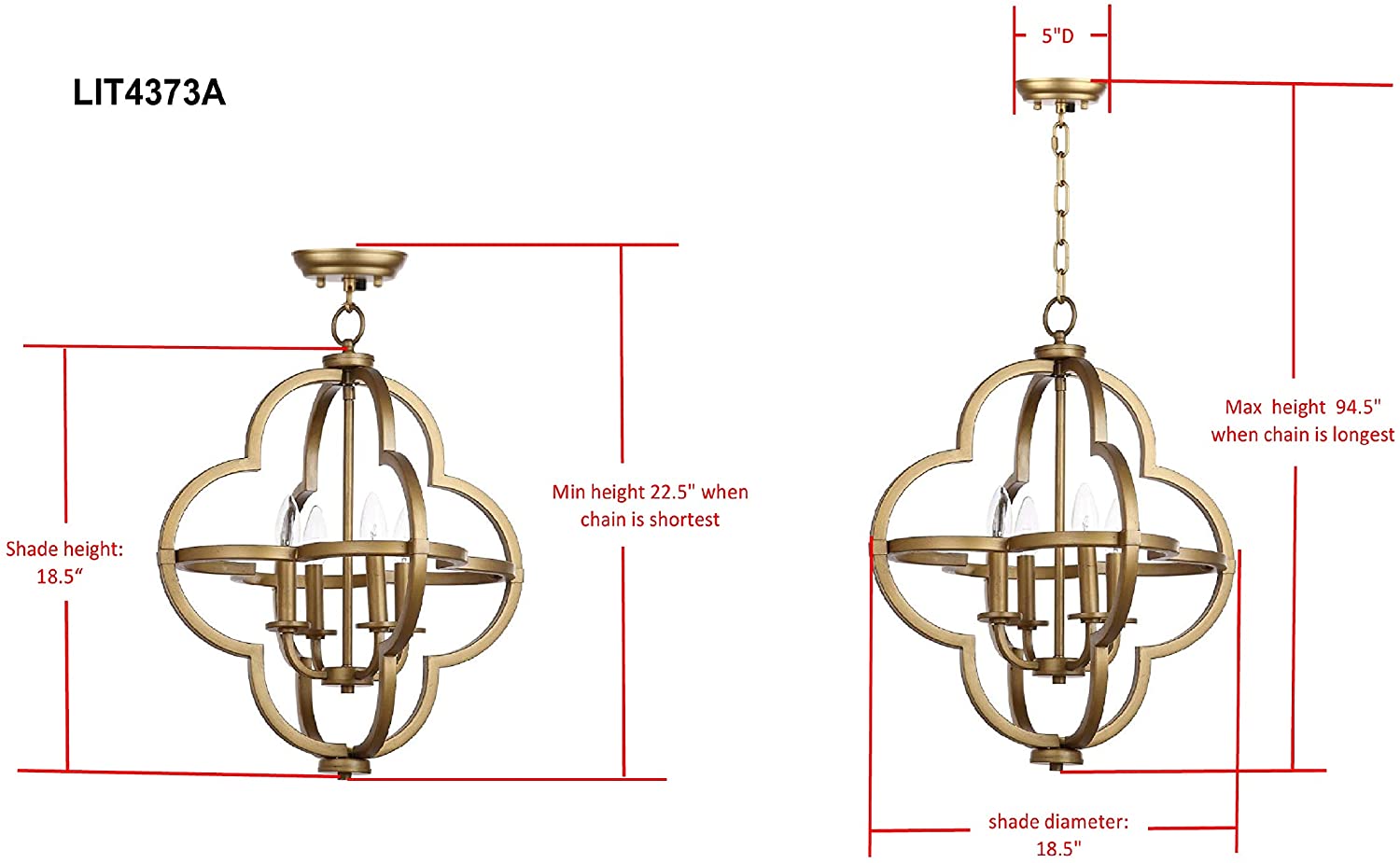 Millard Adjustable Orb Pendant, 18.5", Gold #HA688