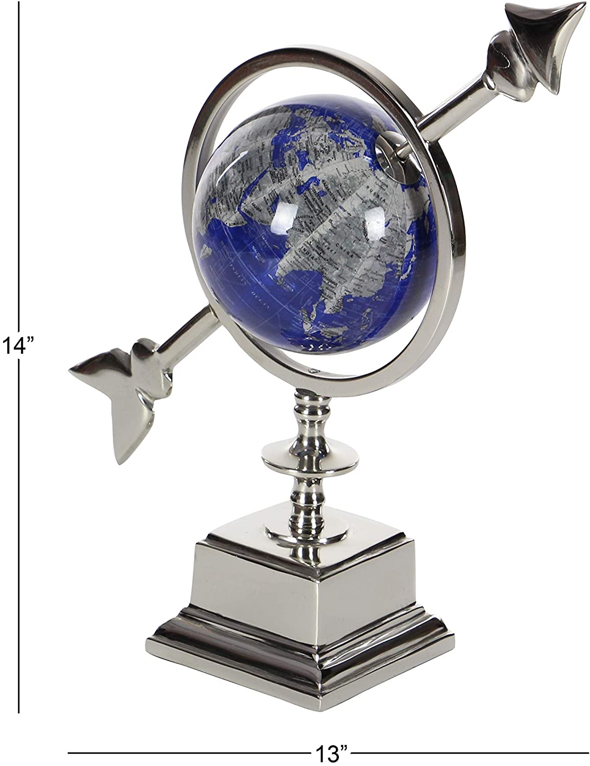 14" Modern Decorative Globe, Blue (#K4681)