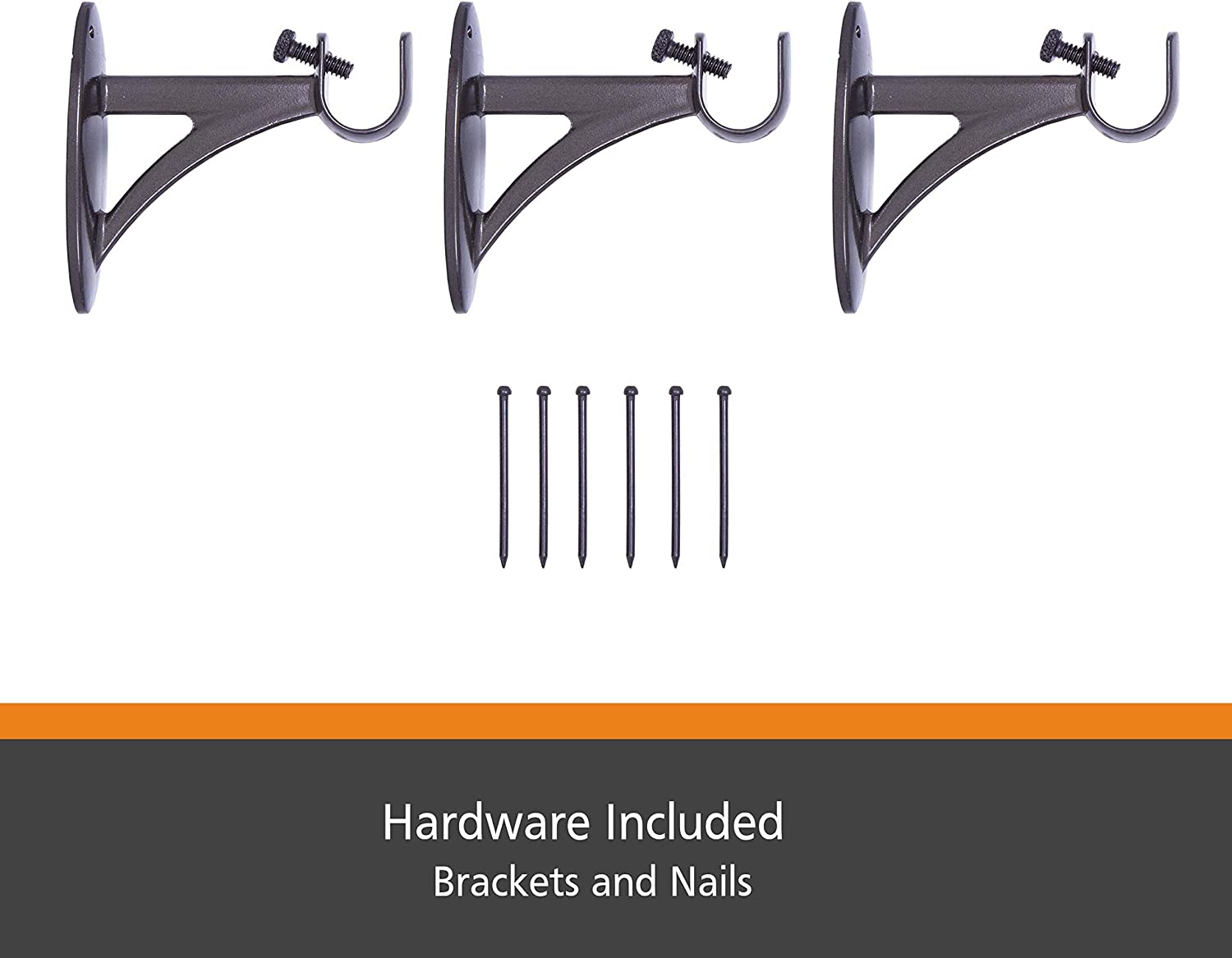 5/8" Fast Fit Finn Easy Install Curtain Rod, Weathered Brown, 66"-120"