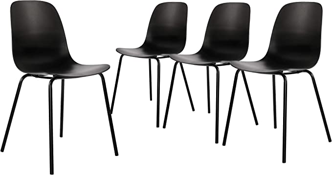 Set of 4 Dining Chairs with Legs for Kitchen Living Room(Matte Black)