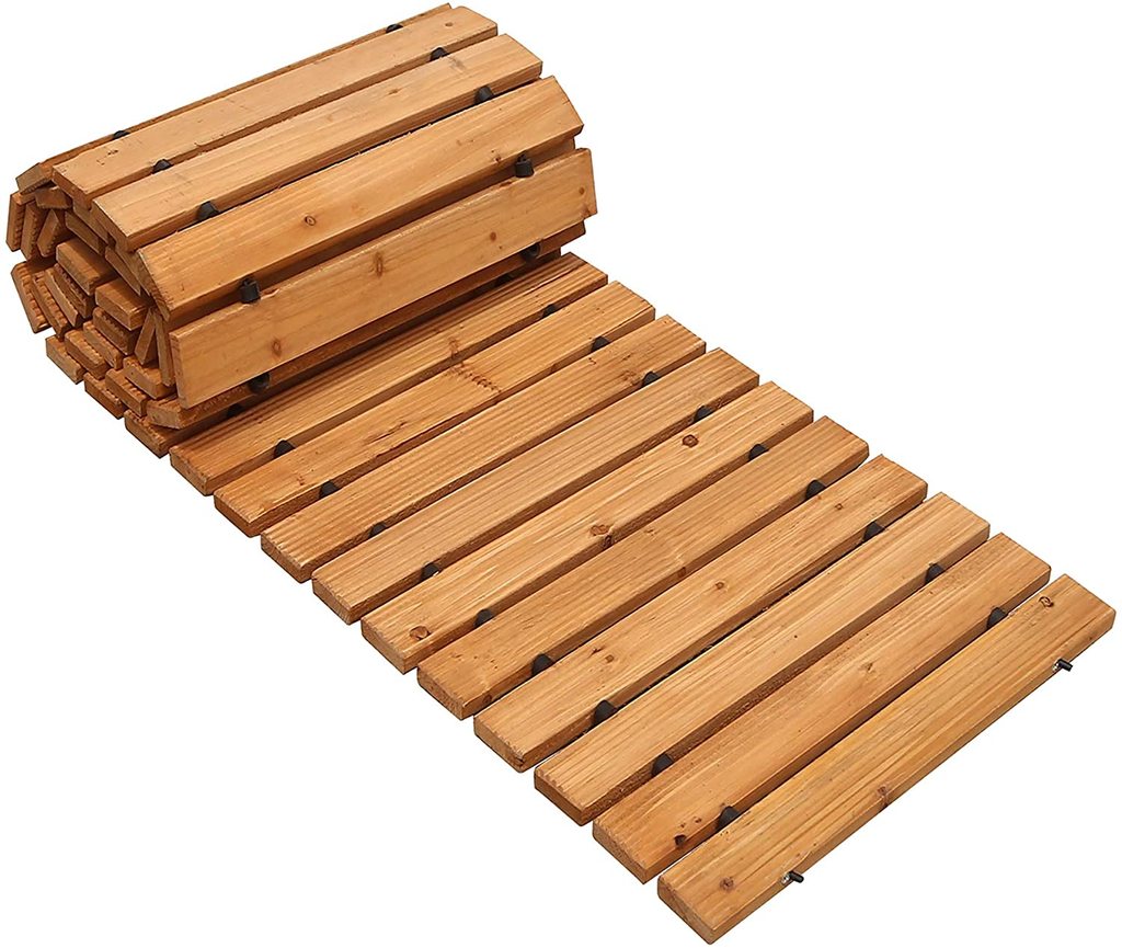 Reliancer 8' Wooden Garden Pathway Weather-resistant Straight Walkway Roll Out Cedar Outdoor Patio Path Rustic Decorative Garden Boardwalk Walkways Roll Up Beach Wood Road Floor Wedding Party Pathways CYB129