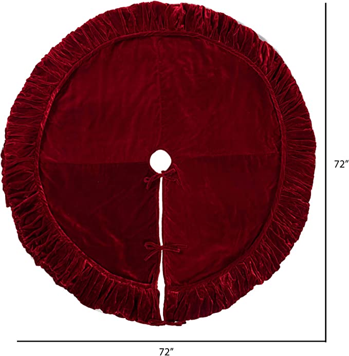 72" Plush Red Velvet Christmas Tree Skirt