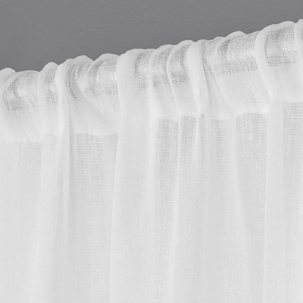 Exclusive Home Curtains Belgian Sheer Textured Linen Look Jacquard Rod Pocket Panel Pair (Set of 2) ee1538