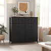 10 Drawer Dresser for Bedroom Fabric Storage Tower Wide Black Dresser with Wood Top Sturdy Steel Frame Storage Organizer Unit for Living Room Hallway Entryway Closets Nursery (Black Grey)