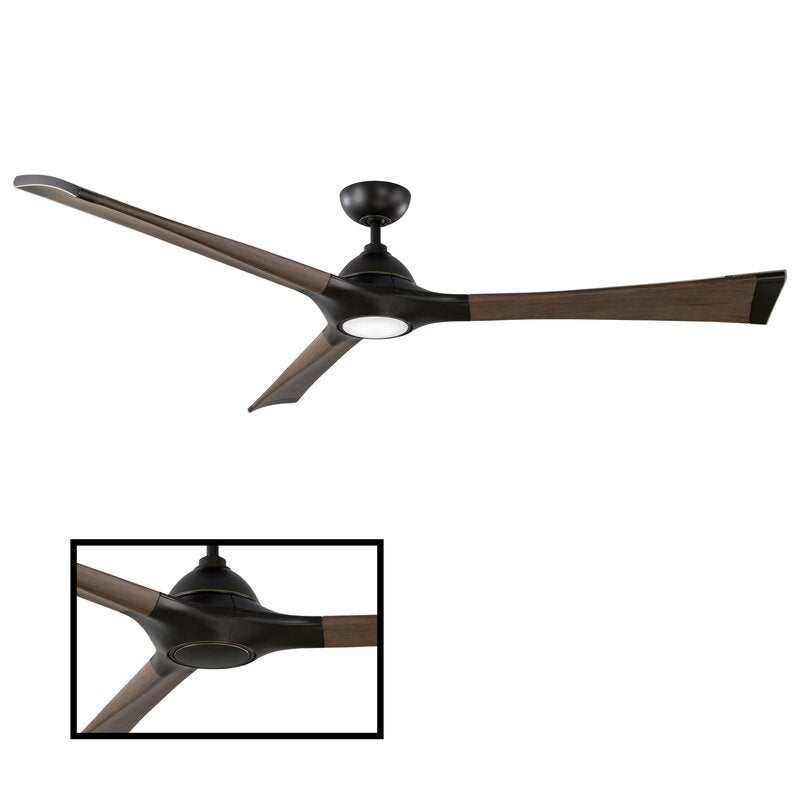72'' Woody 3 - Blade Outdoor Smart Propeller Ceiling Fan with and Light Kit Included SHB157