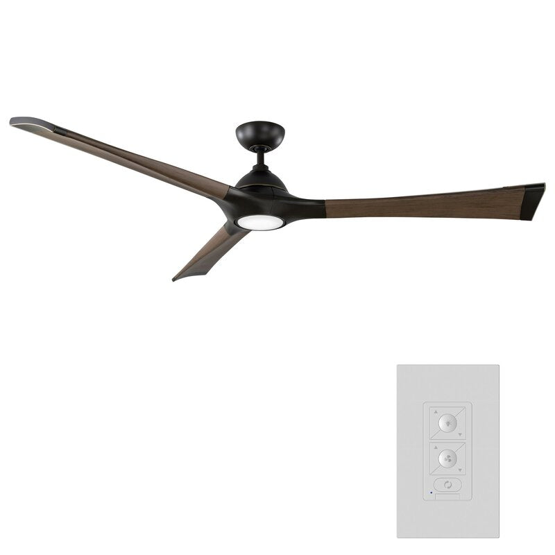 72'' Woody 3 - Blade Outdoor Smart Propeller Ceiling Fan with and Light Kit Included SHB157