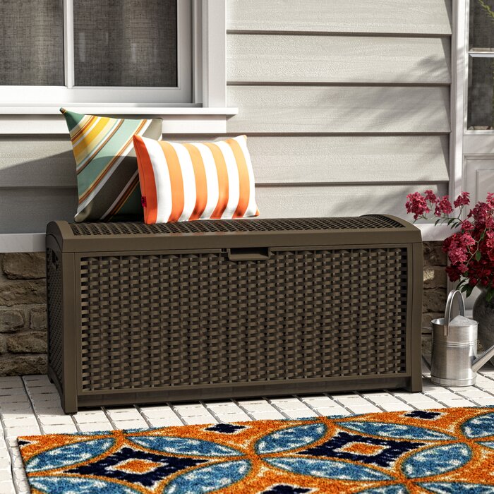 73 Gallon Resin Wicker Deck Box, Brown (#K2472)