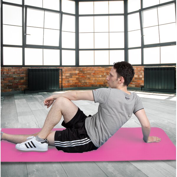 74" x 24" x 0.5" Rubber Yoga Mat with Carrying Strap, Pink (#K1164)