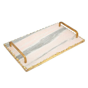 Serving Tray Rectangle 15 x 9 x 1 Inch Pink Marble #HA13