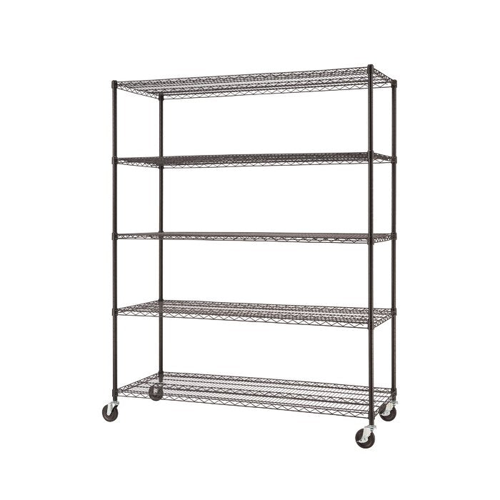 Black 77" H x 60" W x 24" D 5 - Tier Wire Shelving Unit