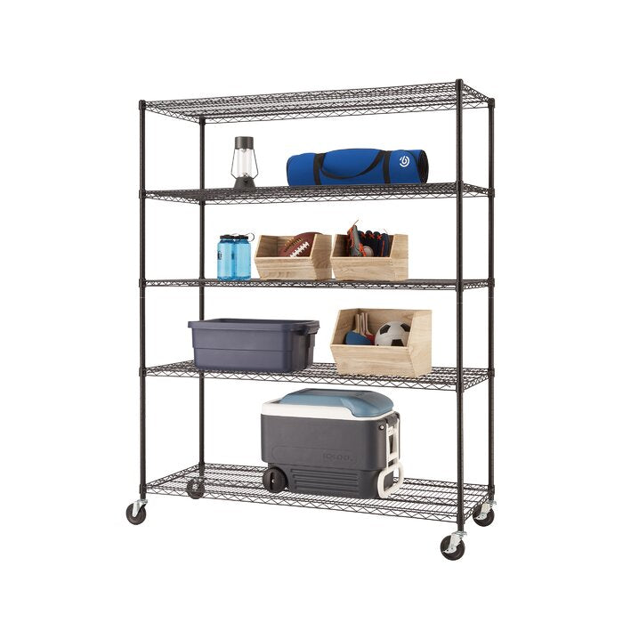 Black 77" H x 60" W x 24" D 5 - Tier Wire Shelving Unit
