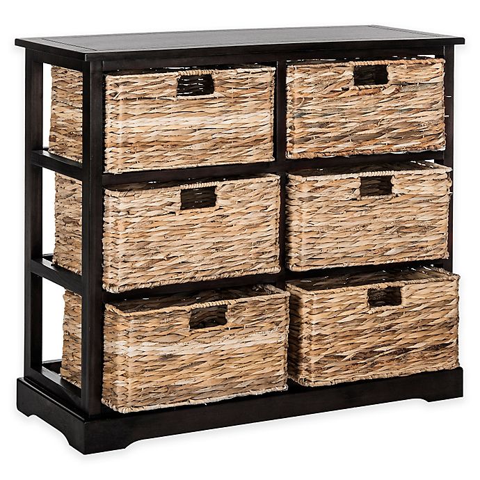 Keenan 6-Wicker-Basket Storage Chest in Black