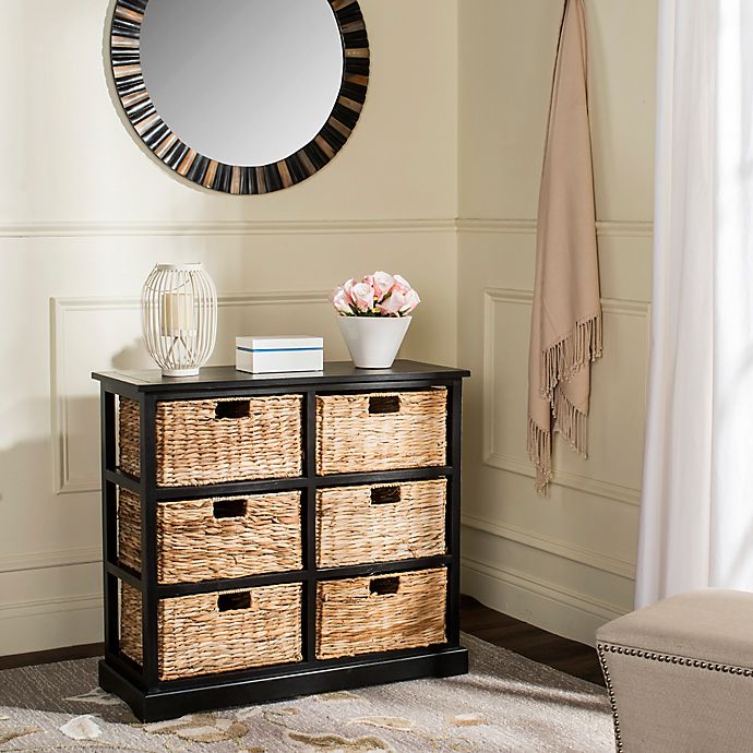 Keenan 6-Wicker-Basket Storage Chest in Black