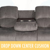 Chelsea Recliner Sofa with 2 Stainless Steal Cup Holders, Plush Fabric (Gray) - RM339