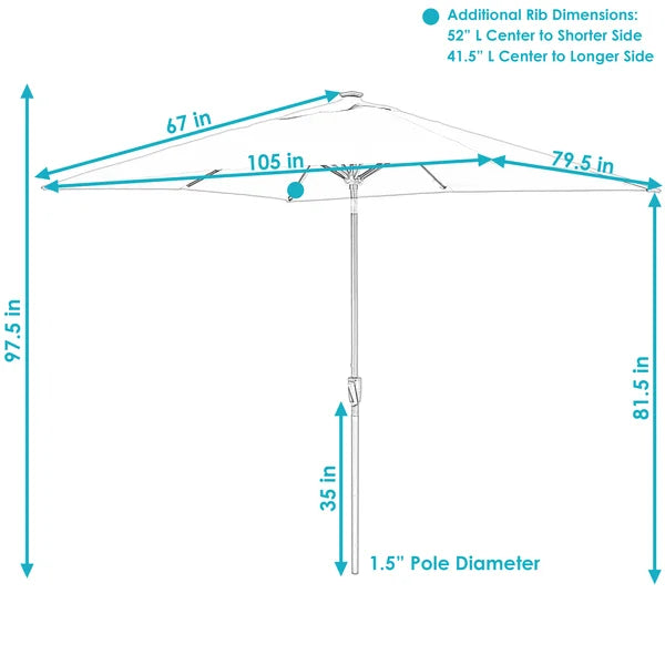 79.5'' Square Lighted Market Umbrella
