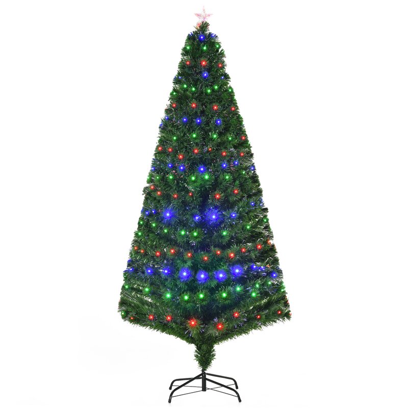 7' Green Fir Artificial Christmas Tree with 280 Multi-Colored Lights