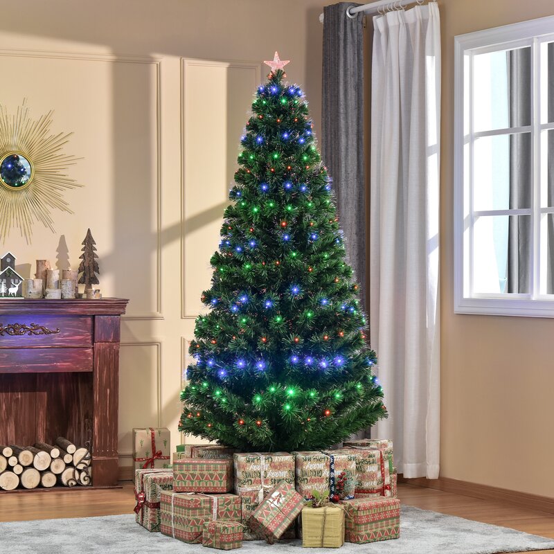7' Green Fir Artificial Christmas Tree with 280 Multi-Colored Lights