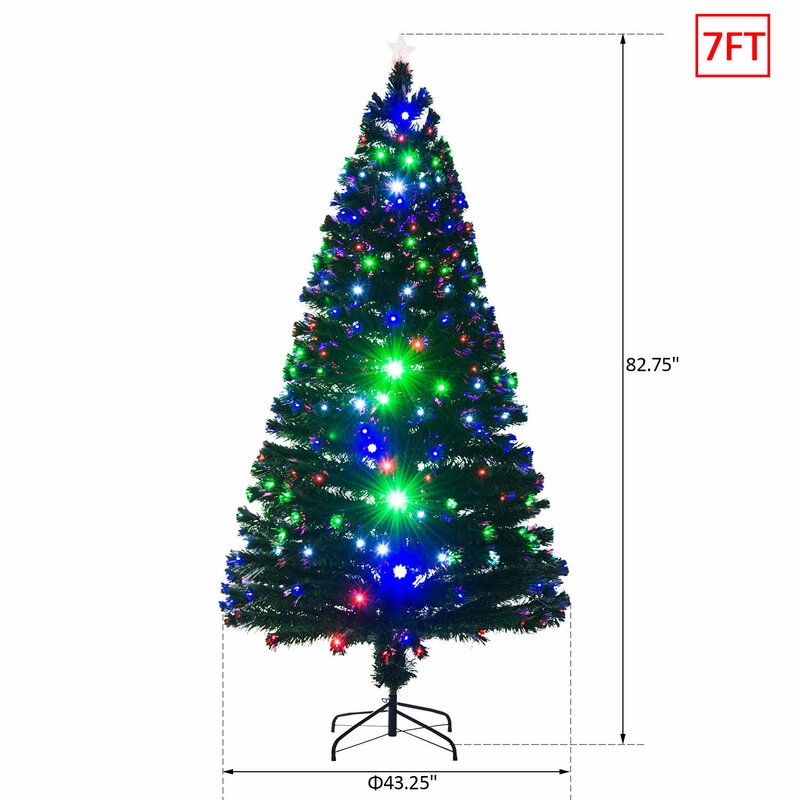 7' Green Fir Artificial Christmas Tree with 280 Multi-Colored Lights