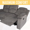 Chelsea Recliner Sofa with 2 Stainless Steal Cup Holders, Plush Fabric (Gray) - RM339