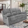 Chelsea Recliner Sofa with 2 Stainless Steal Cup Holders, Plush Fabric (Gray) - RM339