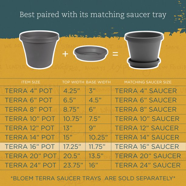 Bloem Terra Pot Planter 16" Charcoal Gray (set of 4) KBO340