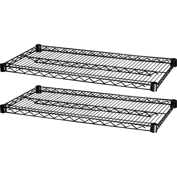 2 Extra Shelves for Industrial 48"x18" Wire Shelving, 2 / Carton, Black