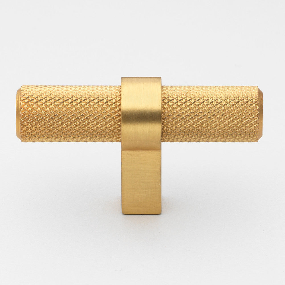 2-1/4 in. Knurled European Steel Cabinet T-Bar Knob - 8002-T, Brass Gold, (Set of 10)
