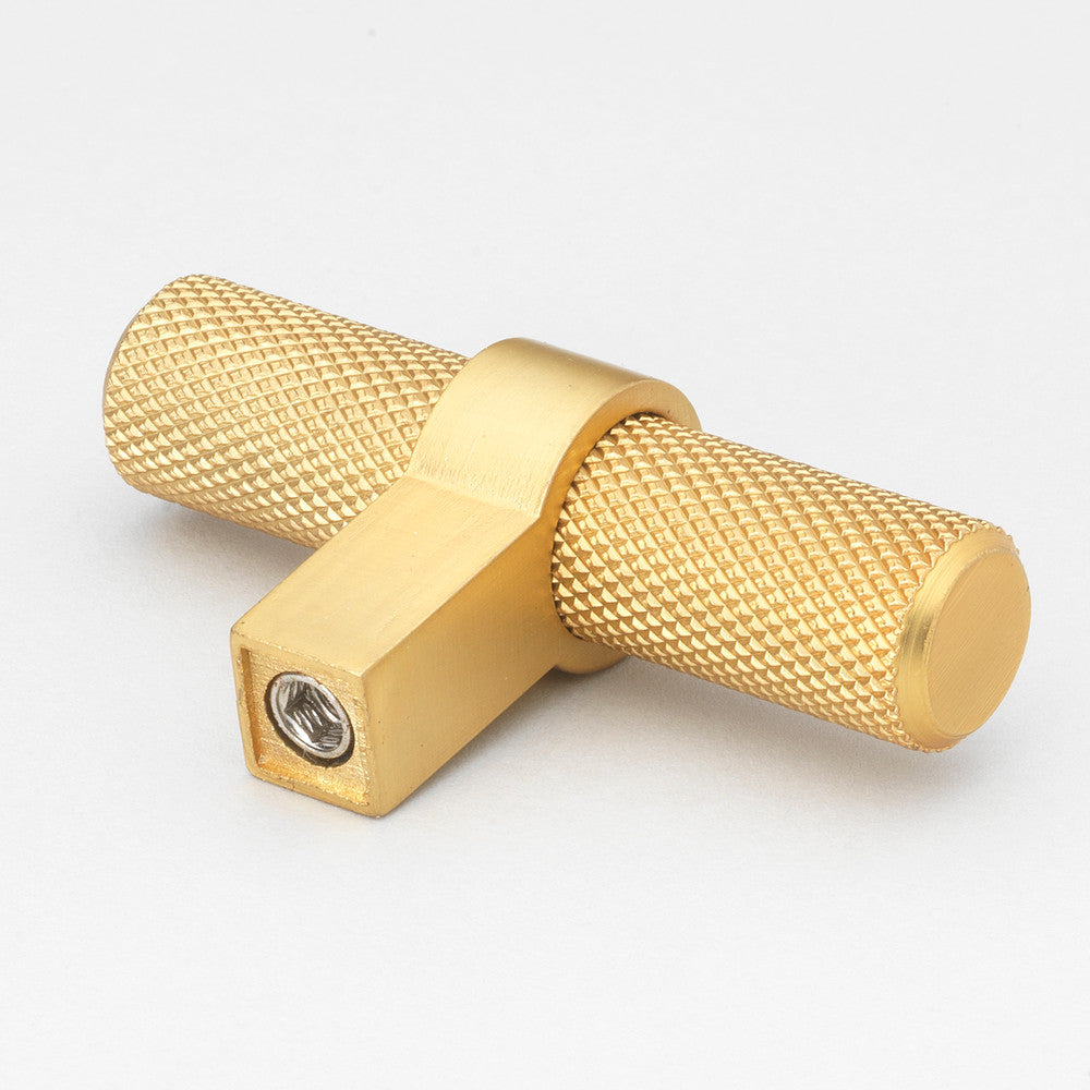 2-1/4 in. Knurled European Steel Cabinet T-Bar Knob - 8002-T, Brass Gold, (Set of 10)