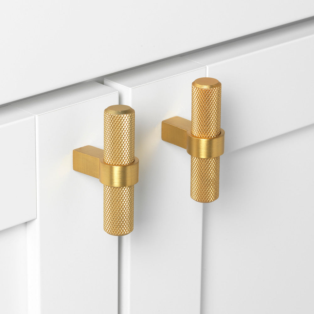 2-1/4 in. Knurled European Steel Cabinet T-Bar Knob - 8002-T, Brass Gold, (Set of 10)