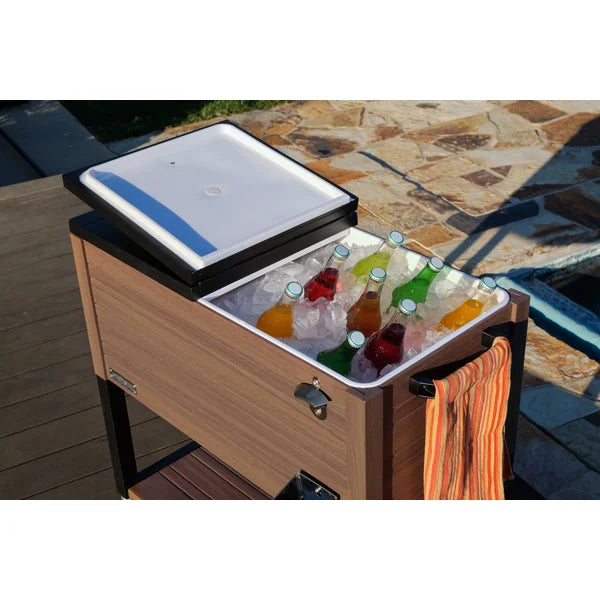 80 Qt. Permasteel Wood Grain Rolling Cooler