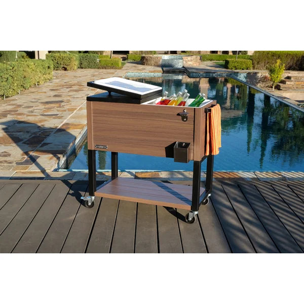 80 Qt. Permasteel Wood Grain Rolling Cooler