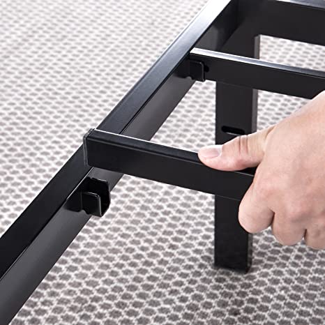 14 Inch Metal Platform Bed, Heavy Duty Steel Slats, No Box Spring Needed, Easy Assembly, Black, Twin XL