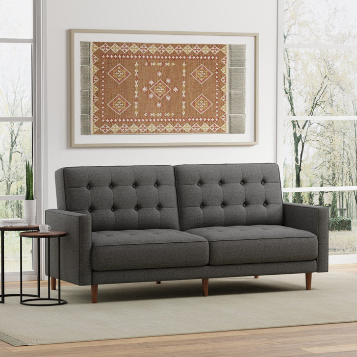 81.5" Ambereen Square Arm Sleeper Sofa With 32-Button Tufting In MCM Vintage Design