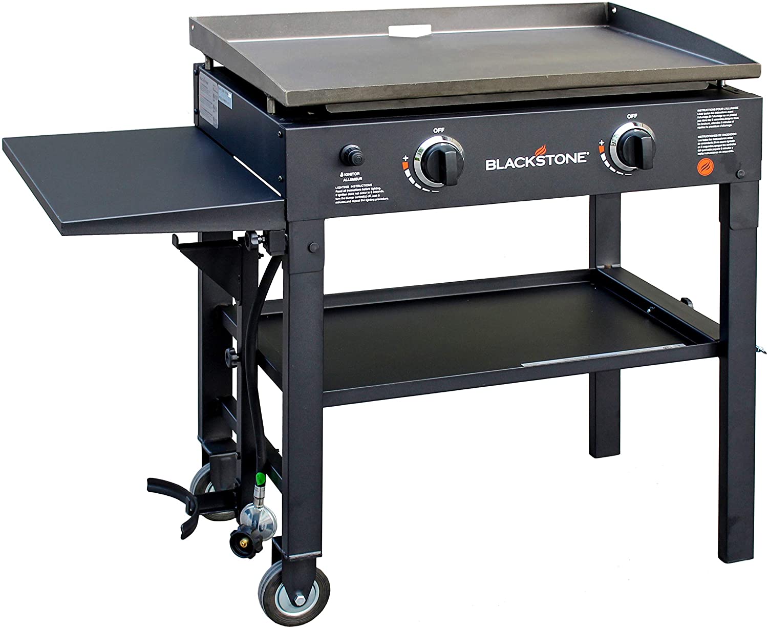 Blackstone Flat Top Gas Grill Griddle 2 Burner Propane Fuelled Rear Grease Management System, Outdoor Griddle Station for Camping with Built in Cutting Board and Garbage Holder, 28 inch