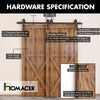 Black Rustic Track Bypass Sliding Barn Door Hardware Kit, for Two/Double Doors, 8ft Long Flat Track, Classic Design Roller, (Set of 2)