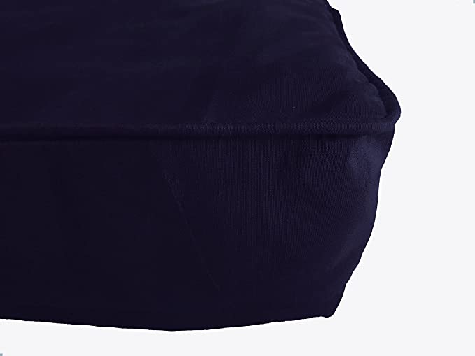 Saffron Navy Blue Patio Seat Cushion Covers - Square Box Cushion Cover Polyester (Navy Blue, 28" Wx 28" Lx 5" H) (Set of 10)