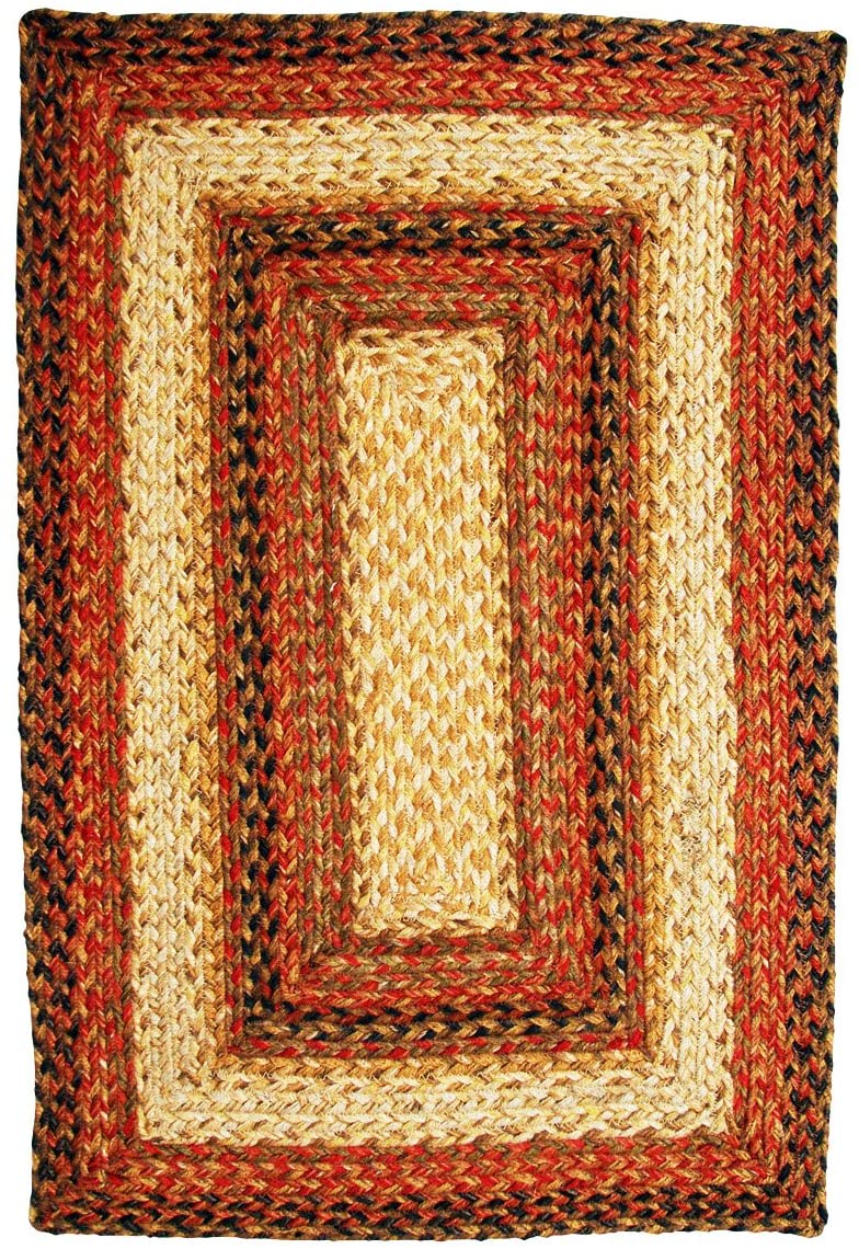 Homespice Rectangular Jute Braided Rugs, 27" x 45", Russet EE739