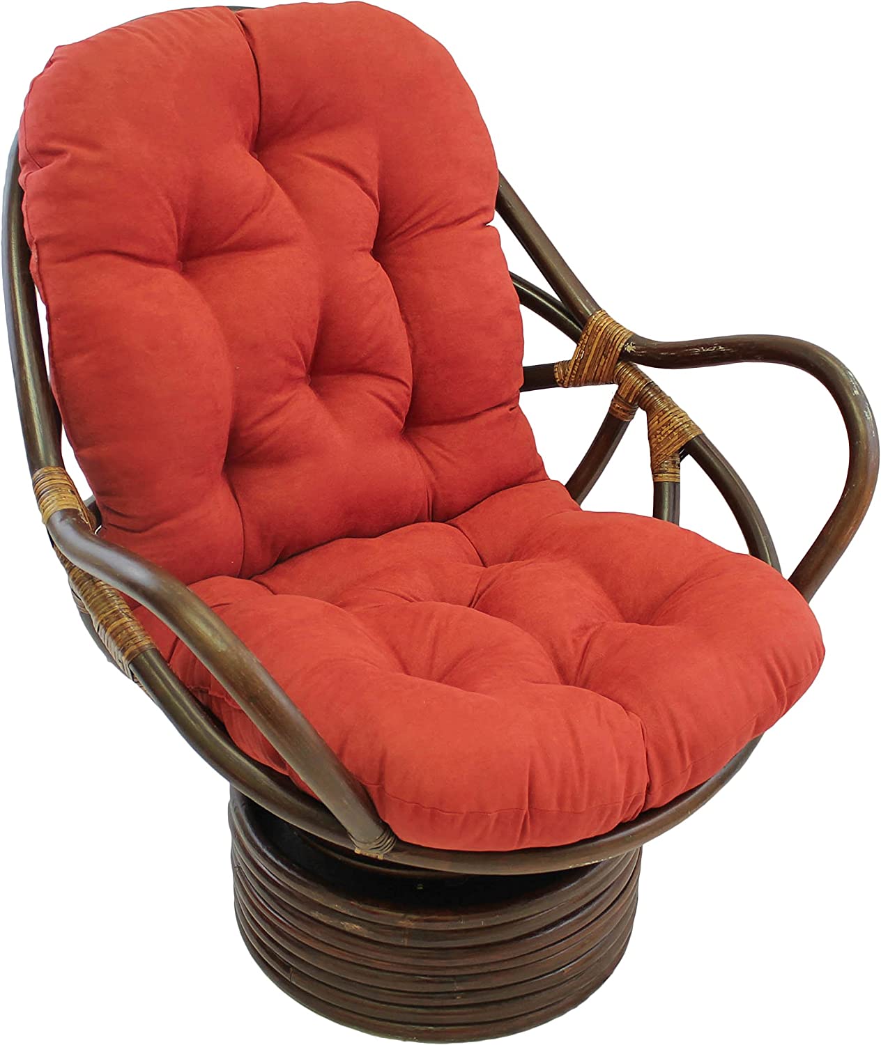 Blazing Needles Microsuede Tufted High Back Chair Cushion, 48" x 24", Cardinal Red
