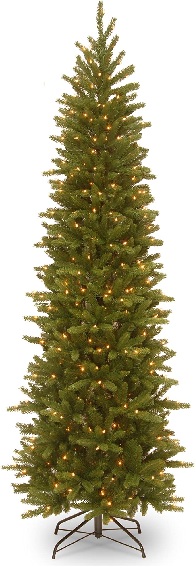 7.5 Foot "Feel Real" Grande Fir Pencil Slim Tree with 350 Clear Lights, Hinged