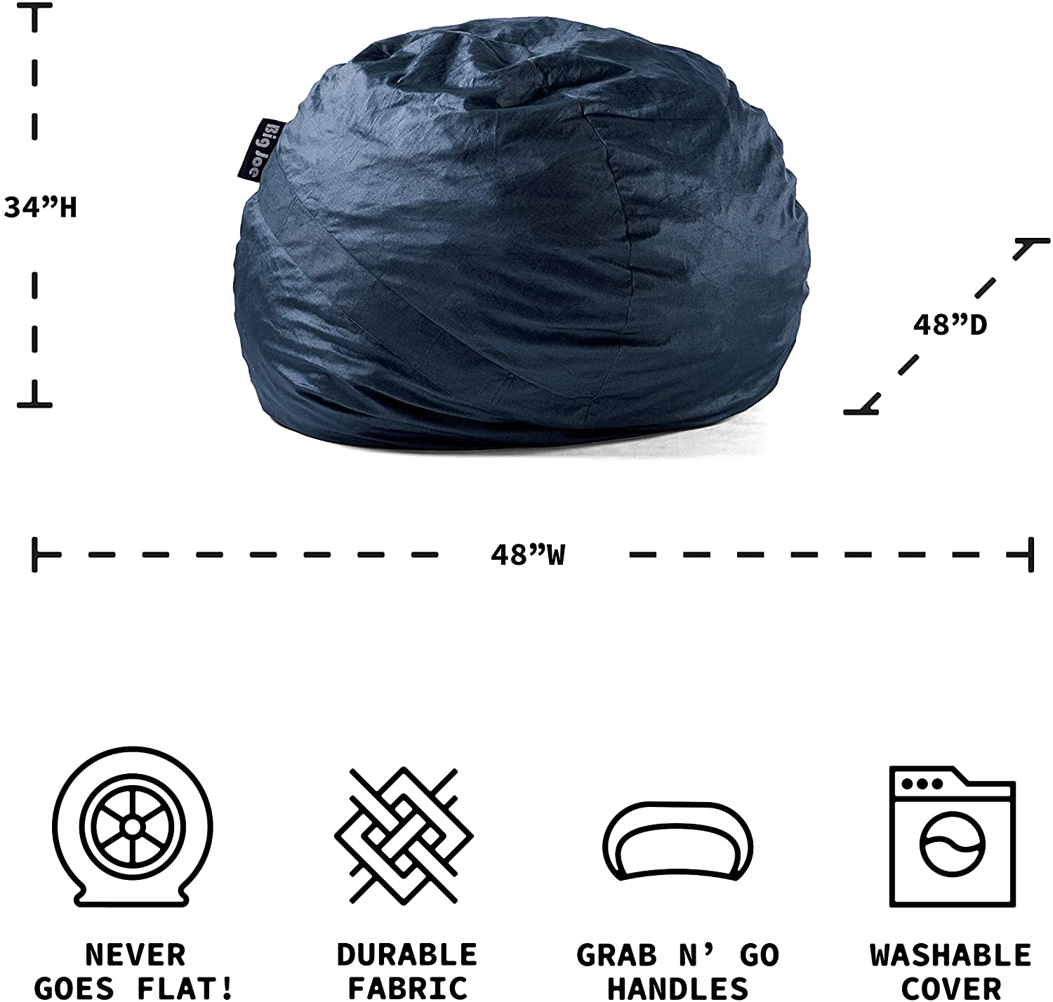 Big Joe Large Bean Bag Lounger, Blue (#K2038)